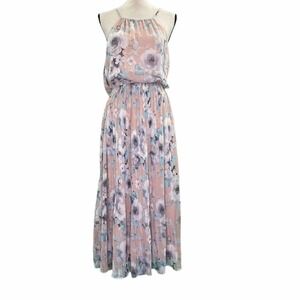 ANTHRO First Monday Pink Floral Ribbed Skirt Dress